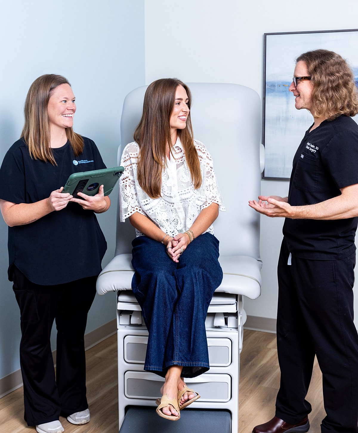 Consultation in a medical office with a patient.
