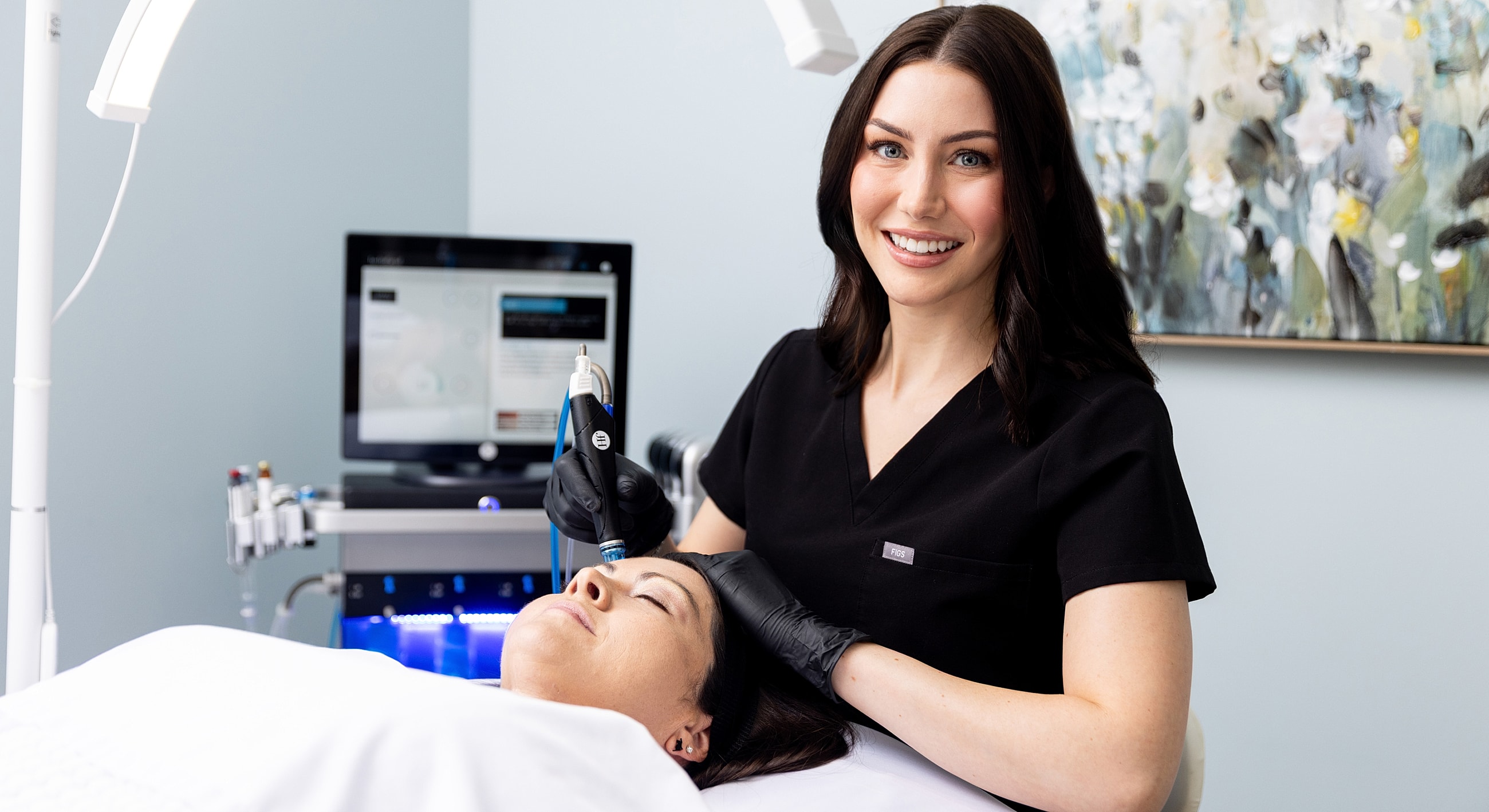 Skincare treatment in a professional clinic setting.